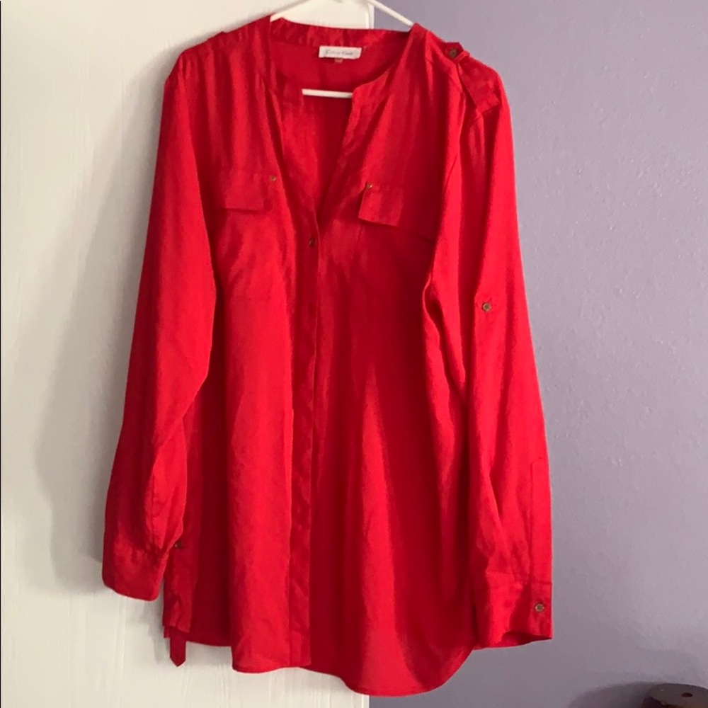 Red Calvin Klein top